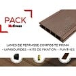 MCCOVER - PACK 1 m² lame de terrasse composite Prima - Chocolat, L : 220 cm , l : 12 cm,  E : 19 mm - vignette
