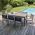 OVIALA - Ensemble table de jardin extensible et 8 assises en aluminium gris - Galilée - vignette