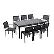 OVIALA - Ensemble table de jardin extensible et 8 assises en aluminium gris - Galilée - vignette