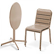 OVIALA - Ensemble table de jardin ronde et 2 chaises métal taupe - Palavas - vignette
