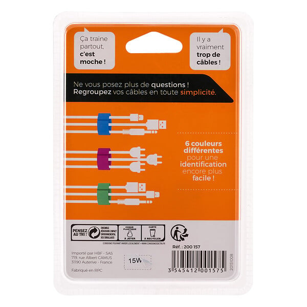 ZENITECH - Lot de 6 rubans auto agrippants (12cm) pour cordon ou câble - Zenitech - large