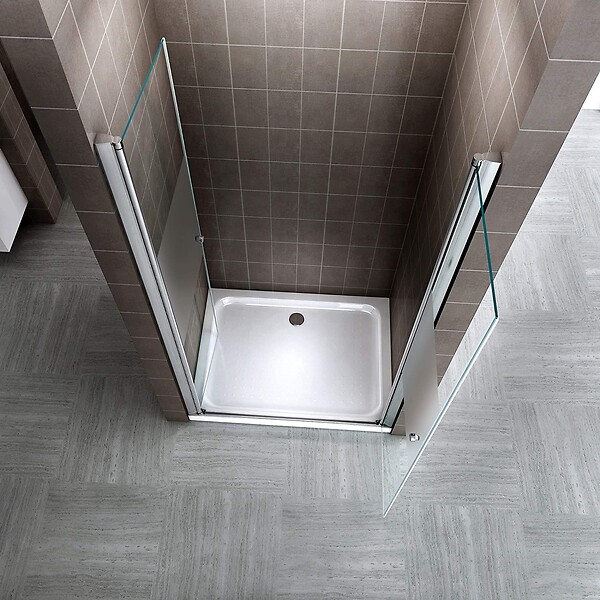 SANIVERRE - GINA Porte de douche H.180 x L. 80 à 84 cm verre semi-opaque 6 mm - large