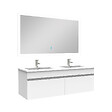 AICA SANITAIRE - Ensemble meuble Salle de Bain 120cm double vasque + miroir lumineux 3 couleurs + dimmable blanc - vignette