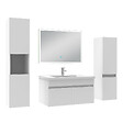 AICA SANITAIRE - Ensemble meuble Salle de Bain 80cm simple vasque avec colonne + miroir lumineux dimmable blanc - vignette
