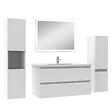 AICA SANITAIRE - Ensemble meuble Salle de Bain 100cm simple vasque avec colonne et miroir lumineux dimmable blanc - vignette