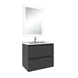 AICA SANITAIRE - Ensemble meuble Salle de Bain 60cm simple vasque et miroir lumineux 3 couleurs et dimmable anthracite - vignette