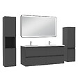 AICA SANITAIRE - Meuble Salle de Bain 120cm avec colonne + miroir lumineux 3 couleurs Anthracite - vignette