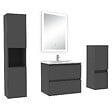 AICA SANITAIRE - Ensemble meuble Salle de Bain 60cm avec simple vasque et colonne et miroir lumineux dimmable anthracite - vignette