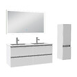 AICA SANITAIRE - Ensemble meuble Salle de Bain 120cm avec vasque et colonne et miroir lumineux 3 couleurs blanc - vignette