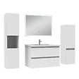 AICA SANITAIRE - Ensemble meuble Salle de Bain 80cm simple vasque avec colonne et miroir lumineux dimmable blanc - vignette