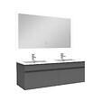 AICA SANITAIRE - Ensemble meuble Salle de Bain 120cm double vasque + miroir lumineux 3 couleurs + dimmable anthracite - vignette