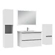 AICA SANITAIRE - Ensemble meuble Salle de Bain 80cm avec simple vasque et colonne et miroir lumineux dimmable blanc - vignette