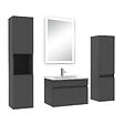 AICA SANITAIRE - Ensemble meuble Salle de Bain 60cm simple vasque avec colonne + miroir lumineux dimmable anthracite - vignette