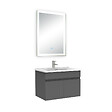 AICA SANITAIRE - Ensemble meuble Salle de Bain 60cm simple vasque + miroir lumineux 3 couleurs + dimmable anthracite - vignette