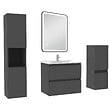 AICA SANITAIRE - Meuble salle de Bain 60cm avec colonne + miroir mural lumineux 3 couleurs Anthracite - vignette