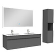 AICA SANITAIRE - Ensemble meuble Salle de Bain 120cm avec vasque + colonne + miroir lumineux dimmable anthracite - vignette