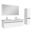 AICA SANITAIRE - Ensemble meuble Salle de Bain 120cm avec vasque + colonne + miroir lumineux 3 couleurs blanc - vignette