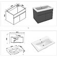 AICA SANITAIRE - Meubles simple vasque 60cm vasque + miroir lumineux Anthracite - vignette