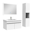 AICA SANITAIRE - Ensemble meuble Salle de Bain 80cm avec vasque + colonne + miroir lumineux dimmable blanc - vignette