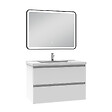 AICA SANITAIRE - Meuble Salle de Bain 80cm Blanc simple vasque + miroir lumineux 3 couleurs + dimmable - vignette