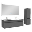 AICA SANITAIRE - Ensemble meuble Salle de Bain 120cm avec vasque + colonne + miroir lumineux 3 couleurs anthracite - vignette