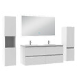 AICA SANITAIRE - Ensemble meuble Salle de Bain 120cm double vasque avec colonne et miroir lumineux dimmable blanc - vignette