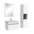 AICA SANITAIRE - Ensemble meuble Salle de Bain 60cm avec vasque + colonne + miroir lumineux dimmable blanc - vignette