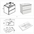 AICA SANITAIRE - Ensemble meubles Salle de Bain 60cm vasque + miroir lumineux Blanc - vignette