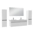 AICA SANITAIRE - Ensemble meuble Salle de Bain 120cm avec colonne et miroir lumineux dimmable mural blanc - vignette