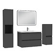 AICA SANITAIRE - Meuble salle de Bain 80cm avec colonne + miroir mural lumineux 3 couleurs Anthracite - vignette