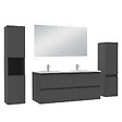 AICA SANITAIRE - Ensemble meuble Salle de Bain 120cm double vasque avec colonne et miroir lumineux dimmable anthracite - vignette