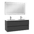 AICA SANITAIRE - Ensemble meuble Salle de Bain 120cm Anthracite double vasque et miroir lumineux 3 couleurs et dimmable - vignette