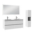 AICA SANITAIRE - Ensemble meuble Salle de Bain 120cm avec vasque et colonne et miroir lumineux dimmable blanc - vignette