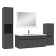 AICA SANITAIRE - Ensemble meuble Salle de Bain 100cm avec simple vasque + colonne + miroir lumineux dimmable anthracite - vignette
