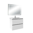 AICA SANITAIRE - Ensemble meuble Salle de Bain 60cm Blanc simple vasque et miroir lumineux 3 couleurs et dimmable - vignette