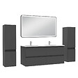 AICA SANITAIRE - Meubles Salle de Bain 120cm avec colonne + miroir lumineux 3 couleurs Anthracite - vignette