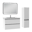 AICA SANITAIRE - Meuble salle de Bain 80cm simple vasque avec colonne + miroir 3 couleurs blanc - vignette