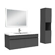 AICA SANITAIRE - Ensemble meuble Salle de Bain 100cm avec vasque + colonne + miroir lumineux dimmable anthracite - vignette