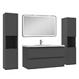 AICA SANITAIRE - Meubles Salle de Bain 100cm avec colonne + miroir lumineux 3 couleurs + dimmable Anthracite - vignette