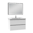 AICA SANITAIRE - Meuble Salle de Bain 80cm Blanc simple vasque et miroir lumineux 3 couleurs et dimmable - vignette