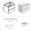 AICA SANITAIRE - Meuble Salle de Bain 80cm Blanc simple vasque et miroir lumineux 3 couleurs et dimmable - vignette