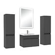 AICA SANITAIRE - Ensemble meuble Salle de Bain 60cm avec colonne et miroir lumineux dimmable mural anthracite - vignette