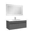 AICA SANITAIRE - Ensemble meuble Salle de Bain 100cm Anthracite simple vasque + miroir lumineux 3 couleurs + dimmable - vignette