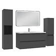 AICA SANITAIRE - Meuble Salle de Bain 100cm avec colonne + miroir lumineux 3 couleurs Anthracite - vignette