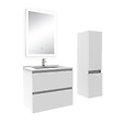 AICA SANITAIRE - Ensemble meuble Salle de Bain 60cm avec vasque et colonne et miroir lumineux 3 couleurs blanc - vignette