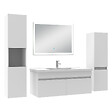 AICA SANITAIRE - Ensemble meuble Salle de Bain 100cm simple vasque avec colonne + miroir lumineux dimmable blanc - vignette