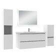 AICA SANITAIRE - Ensemble meuble Salle de Bain 100cm avec simple vasque et colonne et miroir lumineux dimmable blanc - vignette