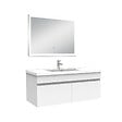 AICA SANITAIRE - Ensemble meuble Salle de Bain 100cm simple vasque + miroir lumineux 3 couleurs + dimmable blanc - vignette
