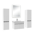 AICA SANITAIRE - Ensemble meuble Salle de Bain 60cm avec colonne et miroir lumineux dimmable mural blanc - vignette