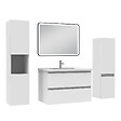 AICA SANITAIRE - Meuble Salle de Bain 80cm avec colonne + miroir lumineux 3 couleurs blanc - vignette